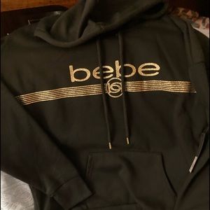 Bebe Plus Size! NWT hoodie soft & Warm sweatshirt black glitter gold logo